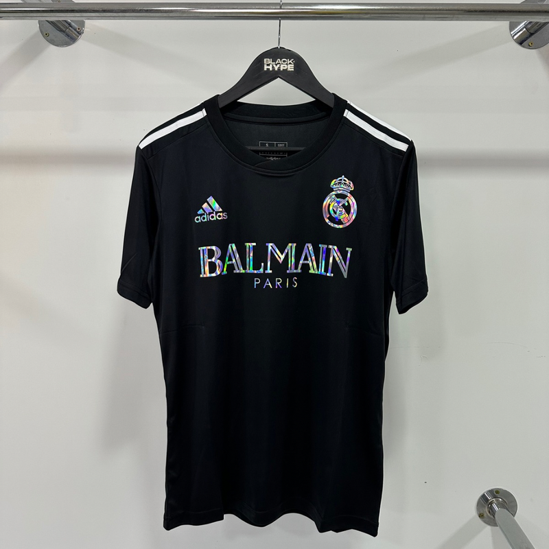 Camisa Real Madrid x Balmain Holográfica 23/24 s/n° Torcedor Masculino - Preto