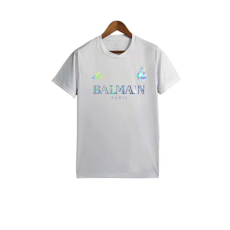 Camisa Real Madrid x Balmain Holográfica 23/24 s/n° Torcedor Masculino - Branco